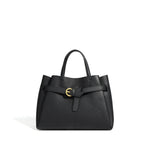 Elena | Elegant Structured Satchel Bag with Buckle Detail - in Black | Arvea Bags
