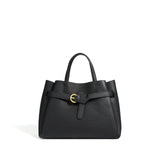Elena | Elegant Structured Satchel Bag with Buckle Detail - in Black | Arvea Bags