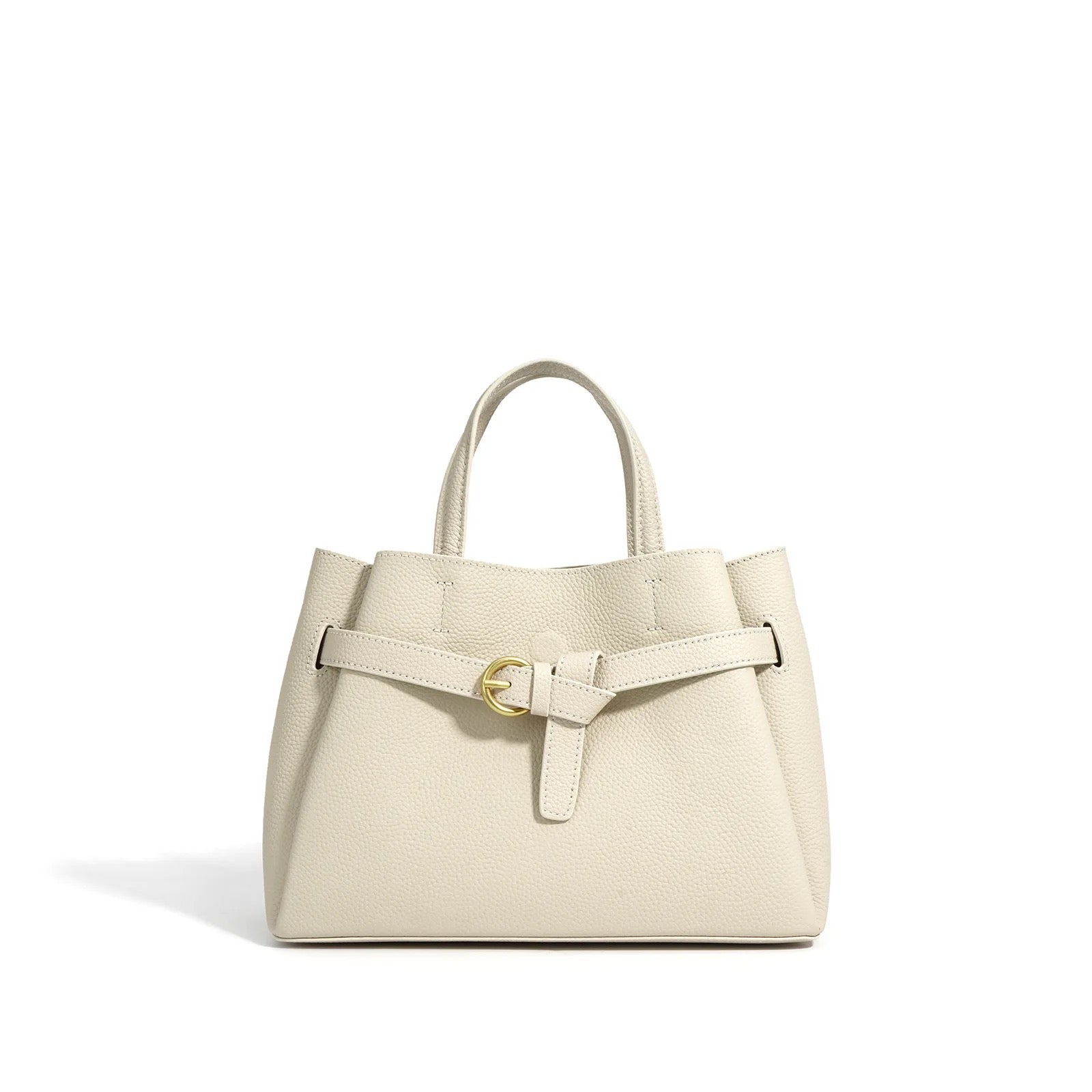 Elena | Elegant Structured Satchel Bag with Buckle Detail - in Cream | Arvea Bags