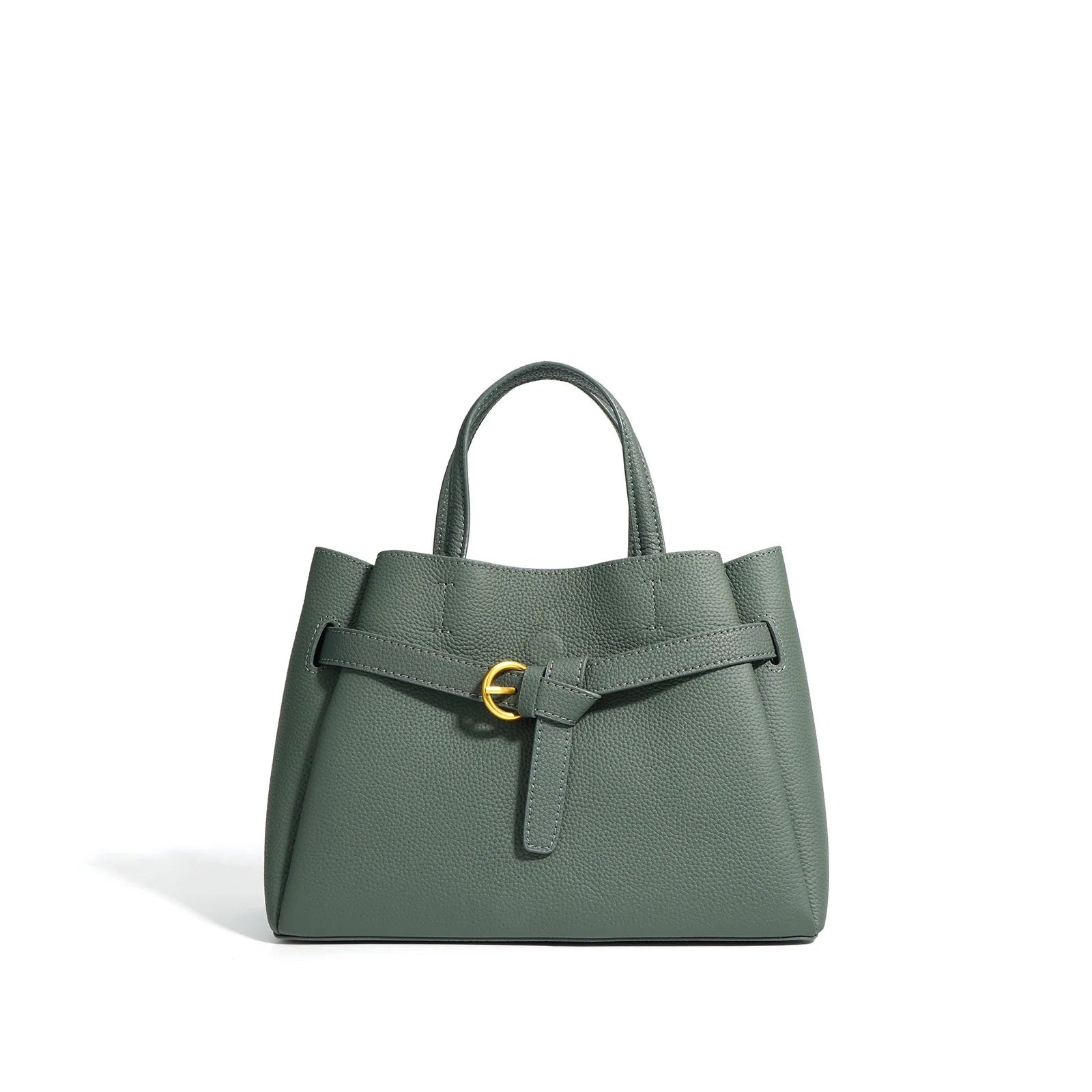 Elena | Elegant Structured Satchel Bag with Buckle Detail - in Green | Arvea Bags
