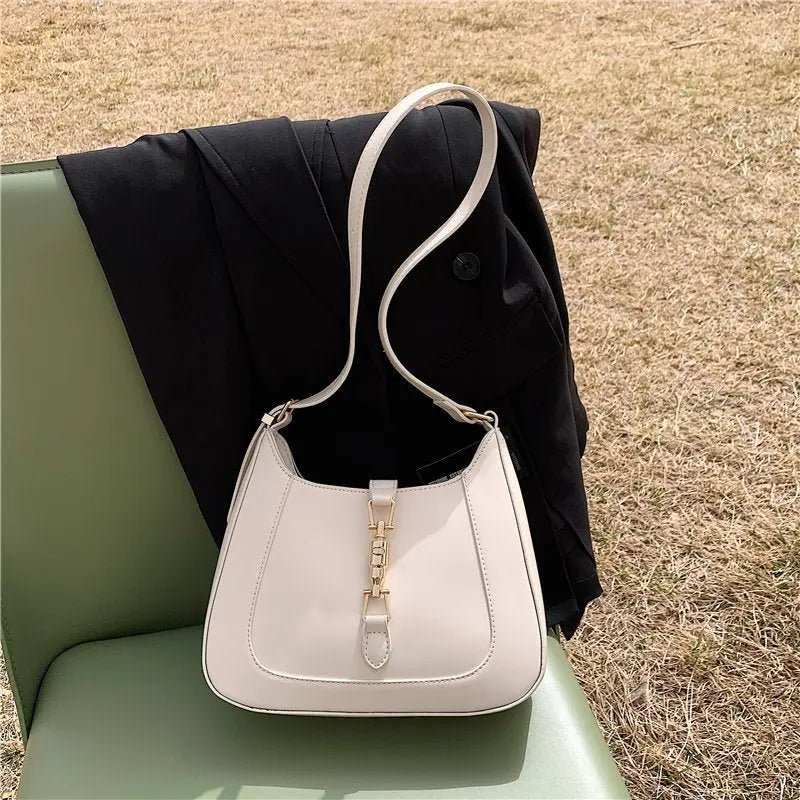 Elena | Luxe Black Leather Shoulder Bag – Classic & Chic - in Beige | Arvea Bags