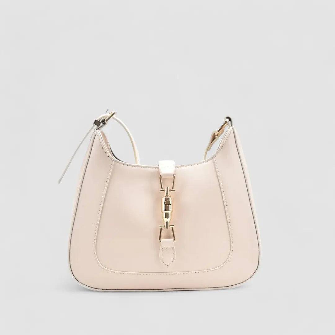 Elena | Luxe Black Leather Shoulder Bag – Classic & Chic - in Beige | Arvea Bags