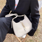 Elena | Luxe Black Leather Shoulder Bag – Classic & Chic - in Beige | Arvea Bags