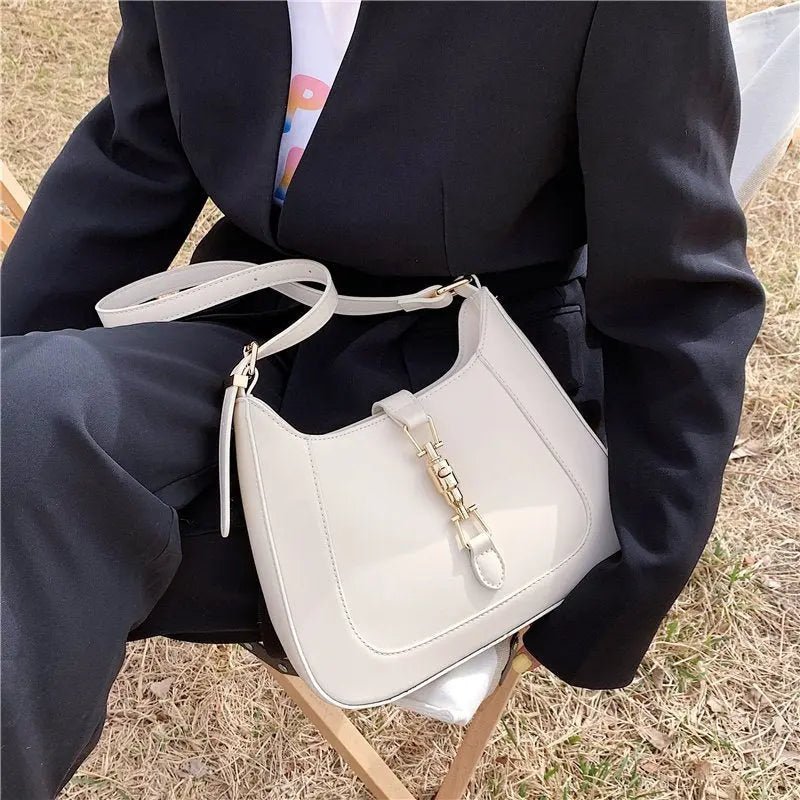 Elena | Luxe Black Leather Shoulder Bag – Classic & Chic - in Beige | Arvea Bags