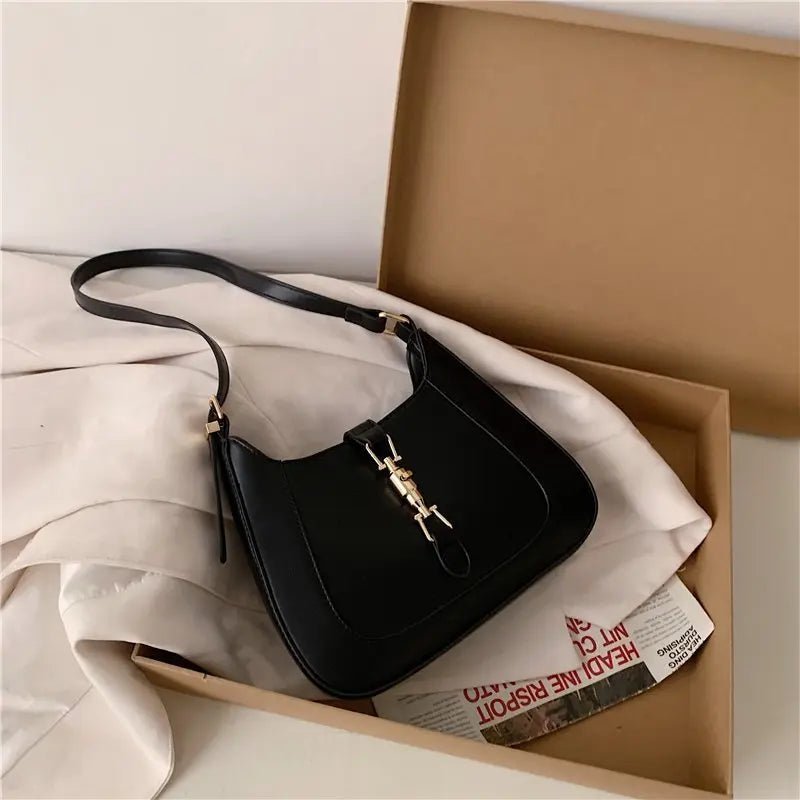 Elena | Luxe Black Leather Shoulder Bag – Classic & Chic - in Black | Arvea Bags