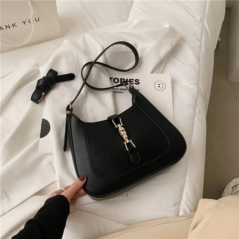 Elena | Luxe Black Leather Shoulder Bag – Classic & Chic - in Black | Arvea Bags