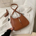 Elena | Luxe Black Leather Shoulder Bag – Classic & Chic - in Brown | Arvea Bags