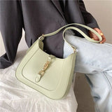 Elena | Luxe Black Leather Shoulder Bag – Classic & Chic - in Olive green | Arvea Bags
