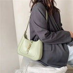 Elena | Luxe Black Leather Shoulder Bag – Classic & Chic - in Olive green | Arvea Bags