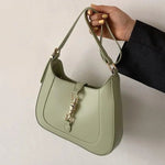 Elena | Luxe Black Leather Shoulder Bag – Classic & Chic - in Olive green | Arvea Bags