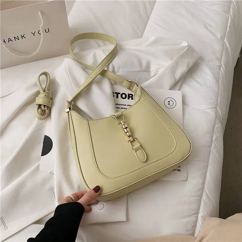 Elena | Luxe Black Leather Shoulder Bag – Classic & Chic - in Yellow | Arvea Bags