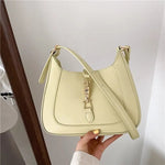 Elena | Luxe Black Leather Shoulder Bag – Classic & Chic - in Yellow | Arvea Bags
