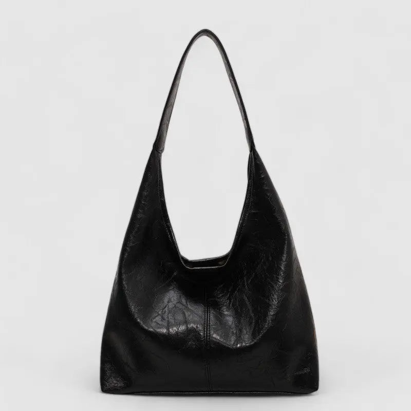 Eliana | Chic Black Leather Shoulder Bag – Modern & Minimalist - in Black | Arvea Bags