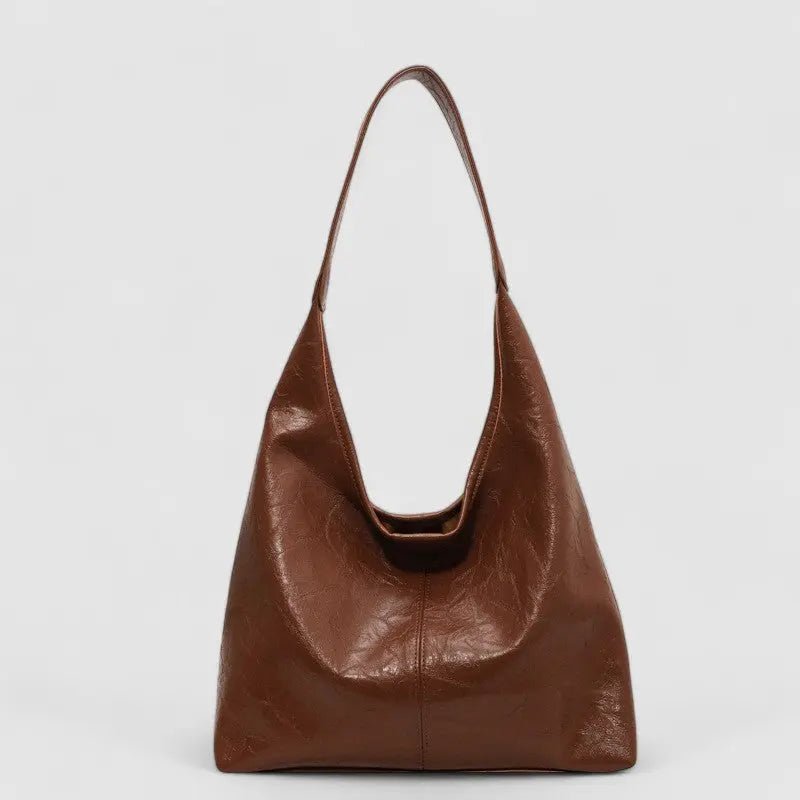 Eliana | Chic Black Leather Shoulder Bag – Modern & Minimalist - in Dark Brown | Arvea Bags