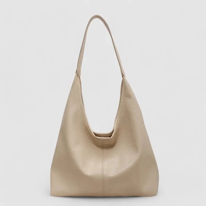 Eliana | Chic Black Leather Shoulder Bag – Modern & Minimalist - in Light Beige | Arvea Bags