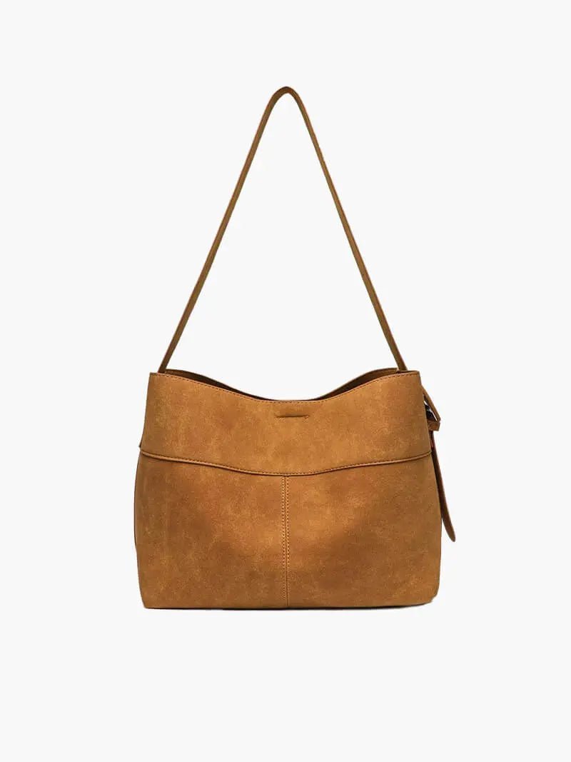 Elise | Luxe Suede Shoulder Bag – Effortless & Chic - in Brown | Arvea Bags