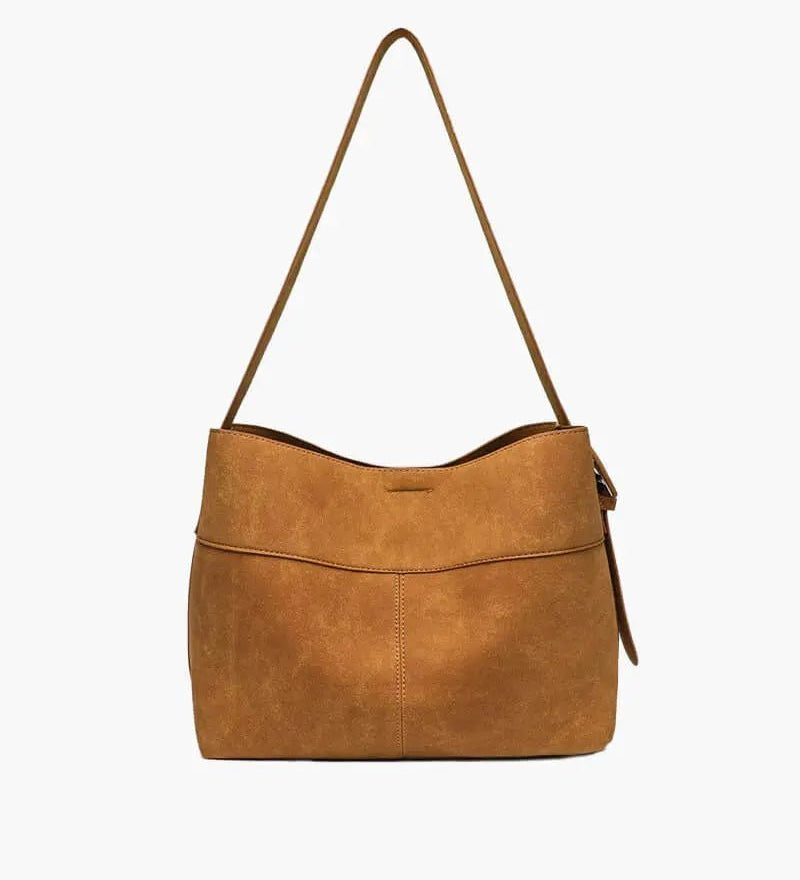 Elise | Luxe Suede Shoulder Bag – Effortless & Chic - in Brown | Arvea Bags