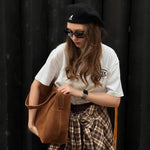 Elise | Luxe Suede Shoulder Bag – Effortless & Chic - in Brown | Arvea Bags