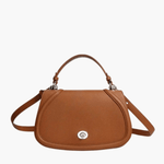 Elise | Tan Leather Saddle Bag – Classic & Sophisticatedred Leather Satchel - in Dark Brown | Arvea Bags