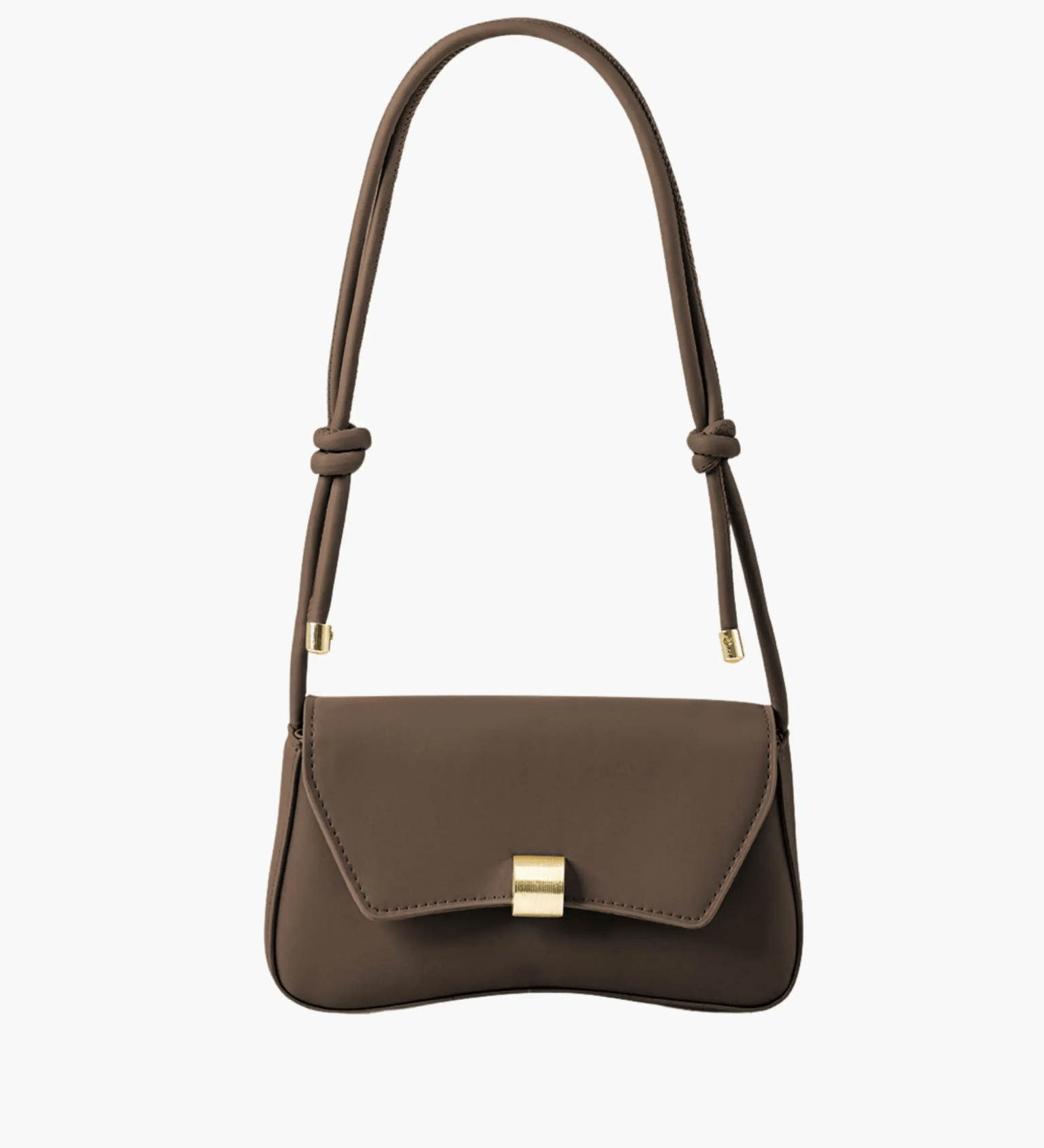 Elise | White Minimalist Shoulder Bag – Chic & Elegant - in Brown | Arvea Bags