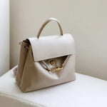 Ella Structured Flap Handbag - Elegant Top Handle with Knot Detail - in Classic Brown | Arvea Bags