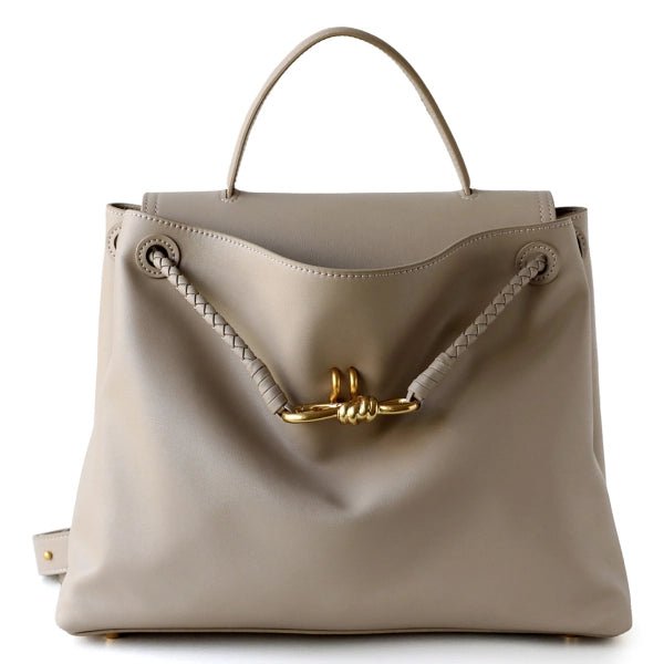 Ella Structured Flap Handbag - Elegant Top Handle with Knot Detail - in Grey | Arvea Bags