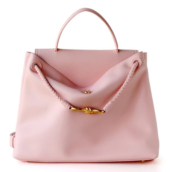 Ella Structured Flap Handbag - Elegant Top Handle with Knot Detail - in Light Pink | Arvea Bags