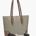 Elma | Classic Two - Tone Tote Bag – Everyday Elegance - in Khaki | Arvea Bags