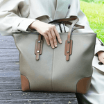 Elma | Classic Two - Tone Tote Bag – Everyday Elegance - in Khaki | Arvea Bags