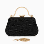 Eloise | Pearl & Crystal Vintage Evening Handbag – Timeless Elegance - in Black | Arvea Bags