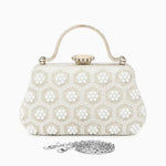Eloise | Pearl & Crystal Vintage Evening Handbag – Timeless Elegance - in Light Beige | Arvea Bags