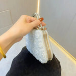 Eloise | Pearl & Crystal Vintage Evening Handbag – Timeless Elegance - in Light Beige | Arvea Bags