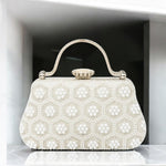 Eloise | Pearl & Crystal Vintage Evening Handbag – Timeless Elegance - in Light Beige | Arvea Bags