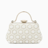 Eloise | Pearl & Crystal Vintage Evening Handbag – Timeless Elegance - in Light Beige | Arvea Bags