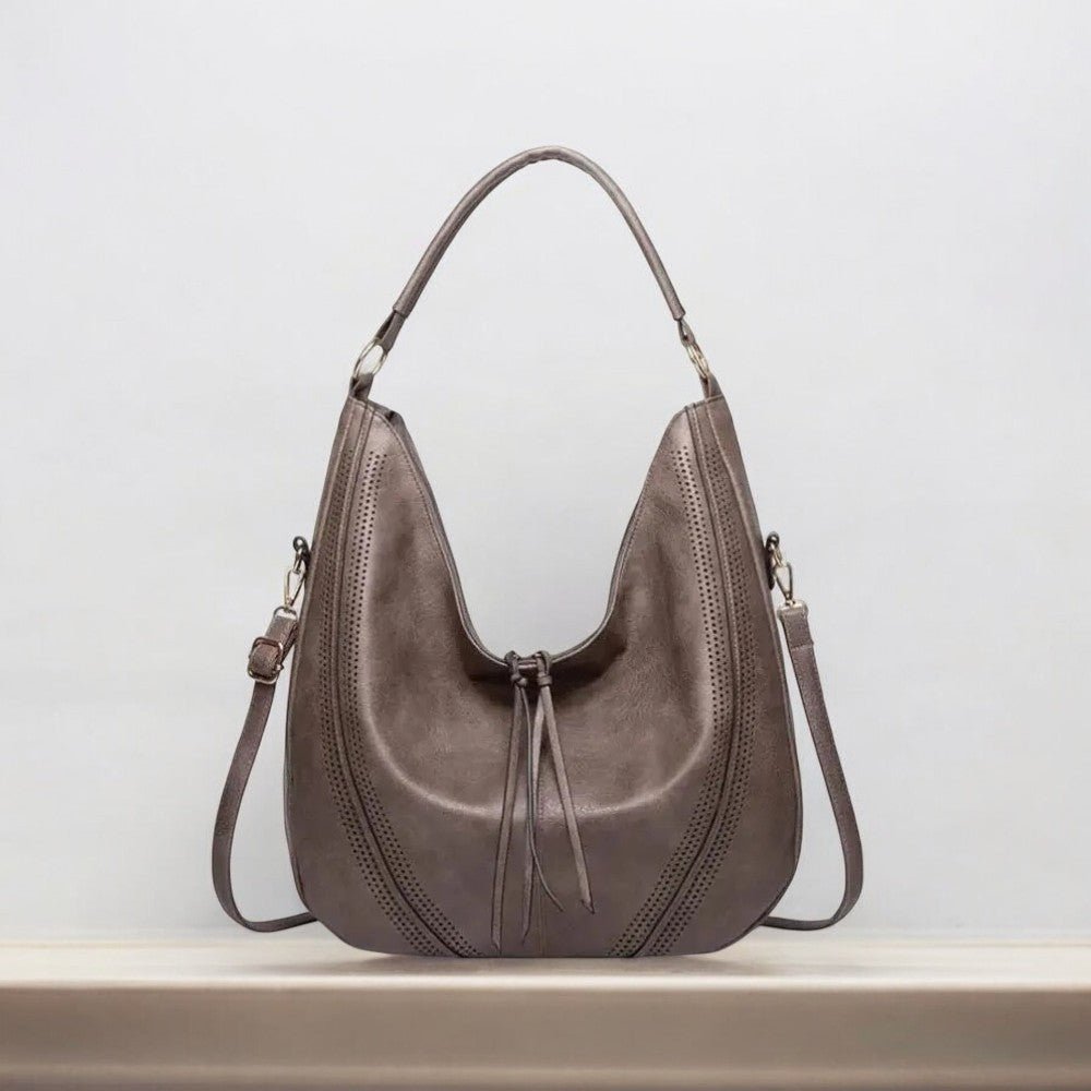 Elowen | Vintage Vegan Leather Hobo Bag – Timeless Elegance & Everyday Functionality - in Ash Grey | Arvea Bags