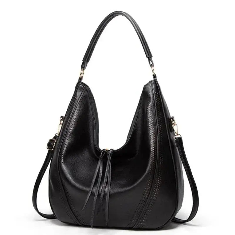 Elowen | Vintage Vegan Leather Hobo Bag – Timeless Elegance & Everyday Functionality - in Black | Arvea Bags