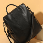 Elthia | Classic Black Convertible Leather Backpack – Timeless & Versatile - in Black | Arvea Bags