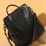 Elthia | Classic Black Convertible Leather Backpack – Timeless & Versatile - in Black | Arvea Bags