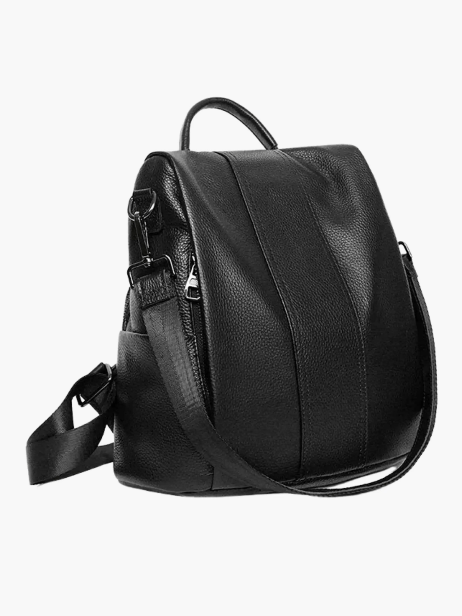 Elthia | Classic Black Convertible Leather Backpack – Timeless & Versatile - in Black | Arvea Bags