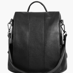 Elthia | Classic Black Convertible Leather Backpack – Timeless & Versatile - in Black | Arvea Bags