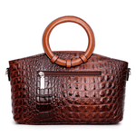 Elyndra | Brown Croc - Embossed Leather Handbag – Bold & Luxurious - in Black | Arvea Bags