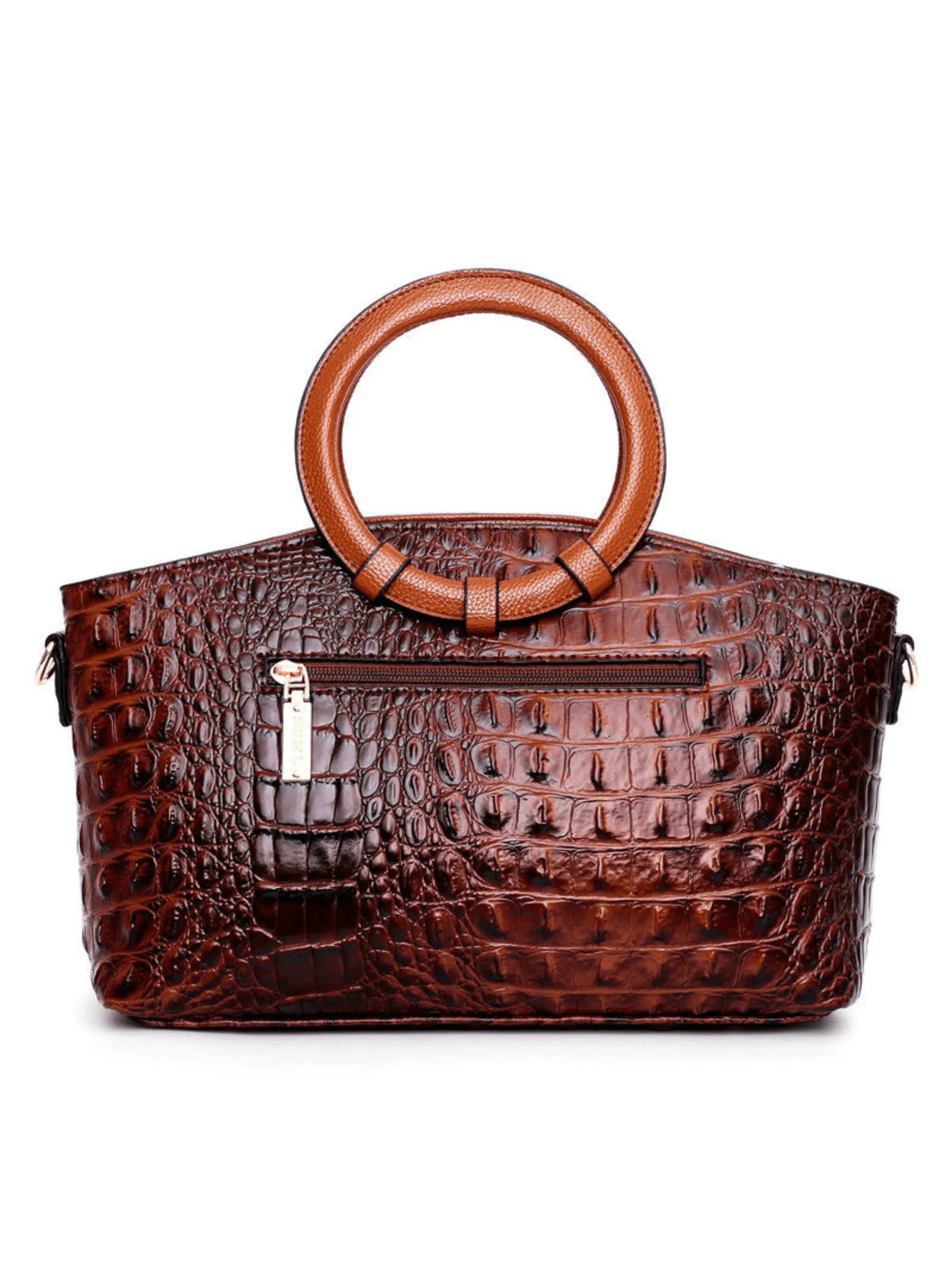 Elyndra | Brown Croc - Embossed Leather Handbag – Bold & Luxurious - in Black | Arvea Bags