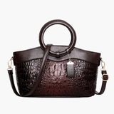Elyndra | Brown Croc - Embossed Leather Handbag – Bold & Luxurious - in Burgundy | Arvea Bags