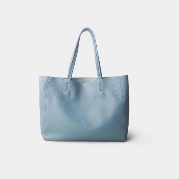 Emma | Black Leather Tote Bag – Classic & Versatile - in Baby blue | Arvea Bags
