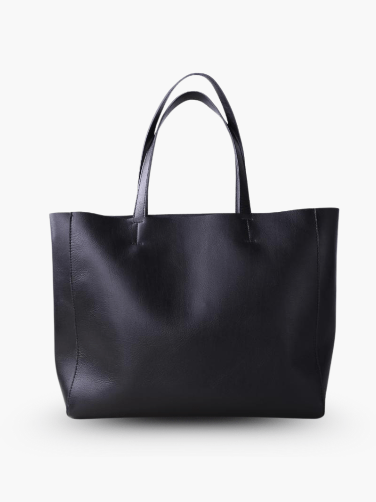 Emma | Black Leather Tote Bag – Classic & Versatile - in Black | Arvea Bags
