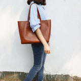 Emma | Black Leather Tote Bag – Classic & Versatile - in Black | Arvea Bags