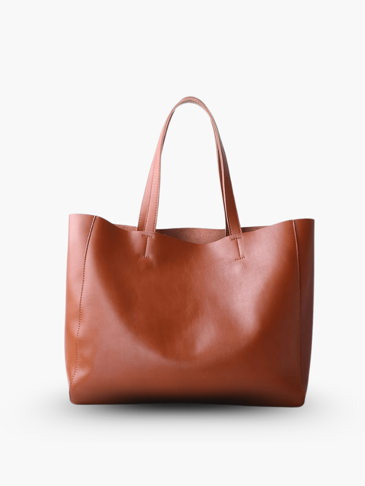 Emma | Black Leather Tote Bag – Classic & Versatile - in Brown | Arvea Bags