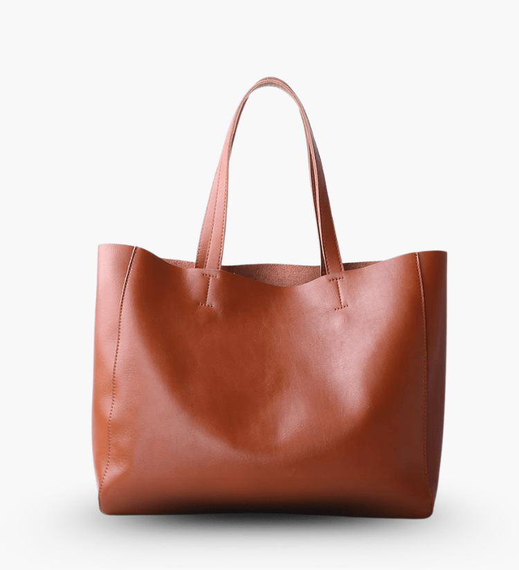Emma | Black Leather Tote Bag – Classic & Versatile - in Brown | Arvea Bags