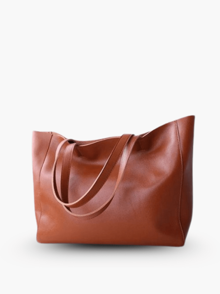 Emma | Black Leather Tote Bag – Classic & Versatile - in Brown | Arvea Bags