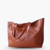 Emma | Black Leather Tote Bag – Classic & Versatile - in Brown | Arvea Bags